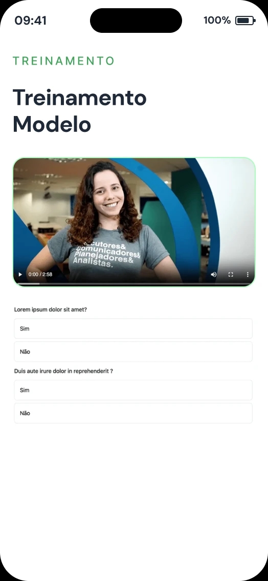 Tela de treinamentos