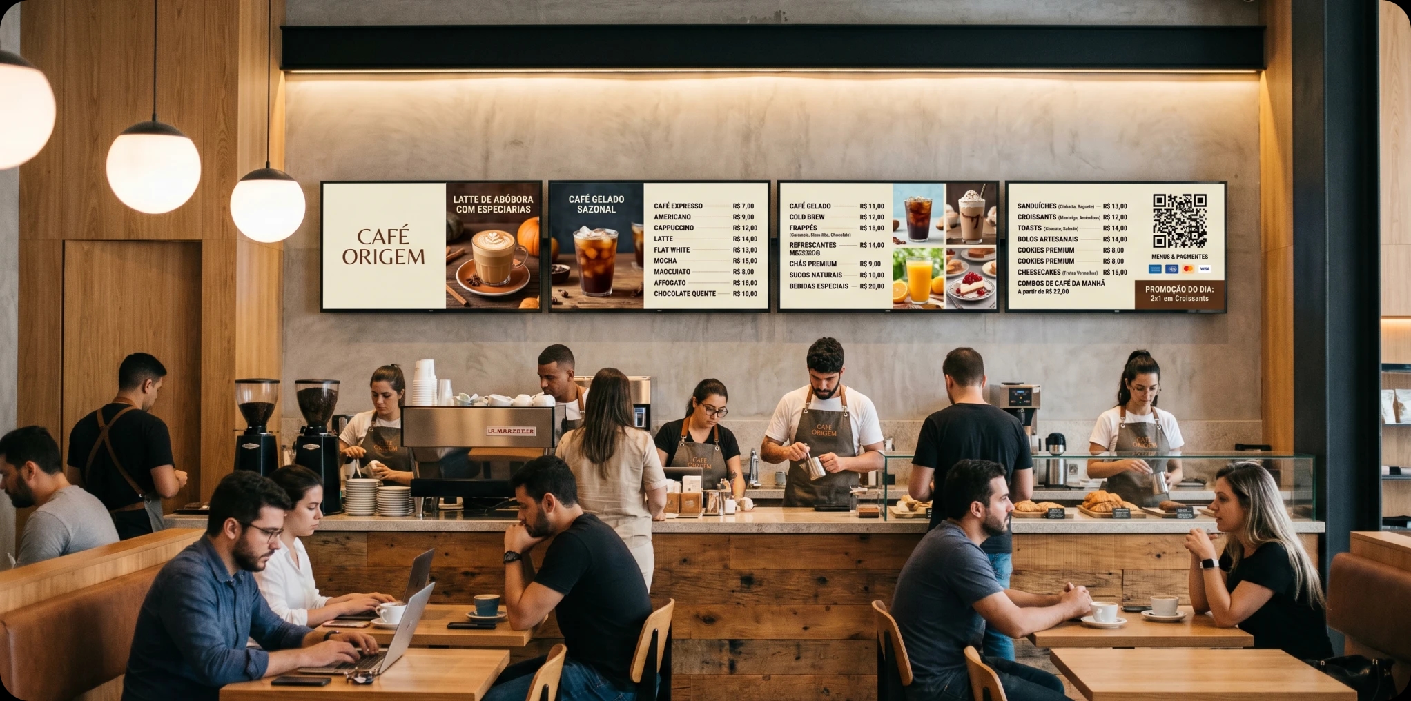 Menu board em lanchonete