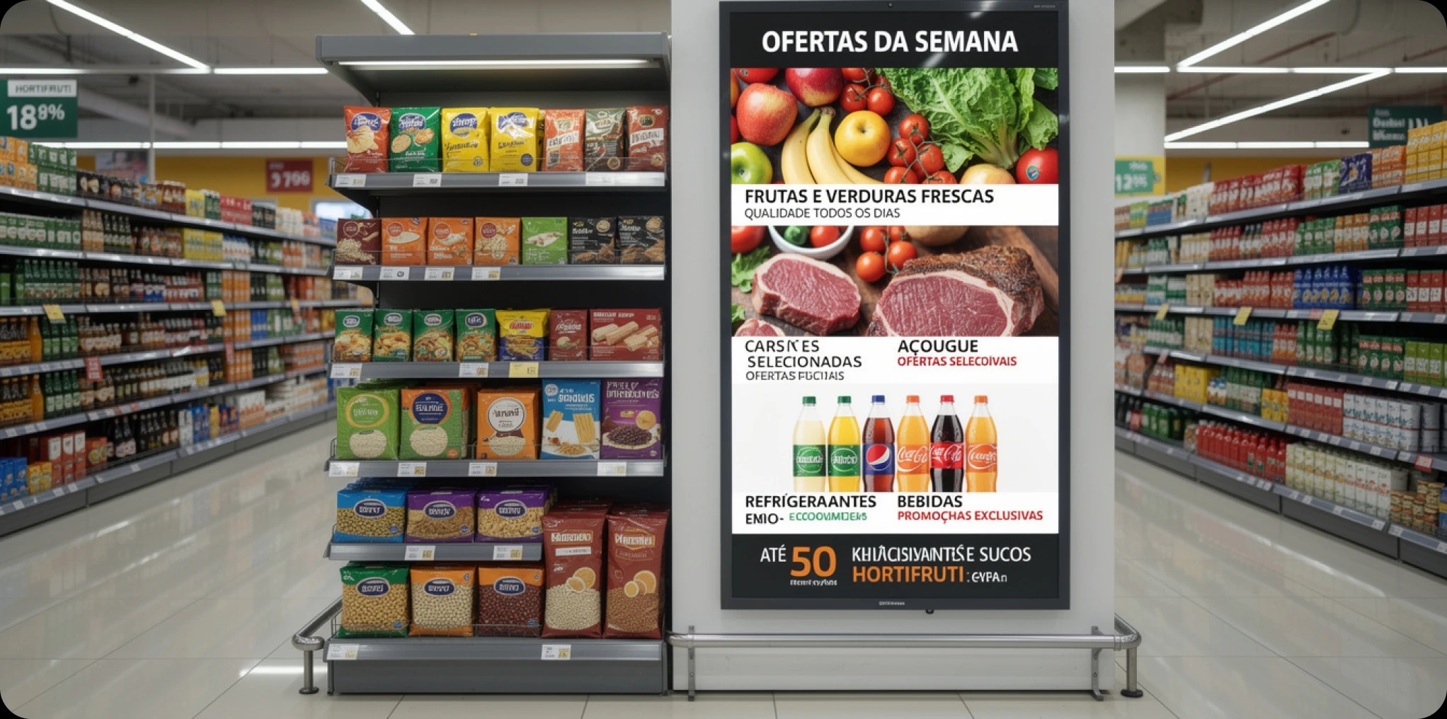 Display em gôndola de supermercado